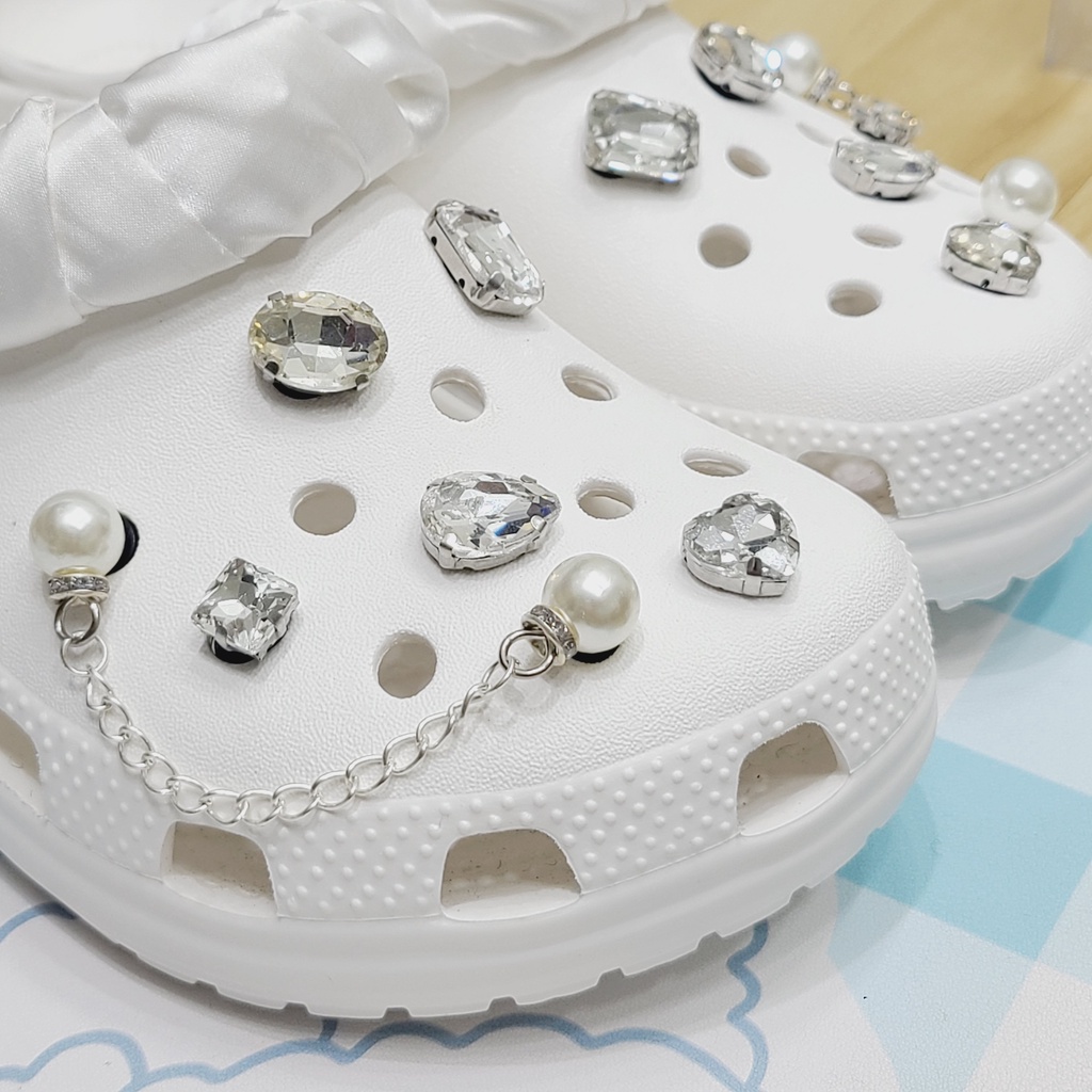 crocs Sticker shoes sticker for cross sandalsBộ 12 Phụ Kiện Kim Cương Hợp Kim Tự Làm Phụ Kiện Giày Cho Nữ [Không Bao Gồm Giày]
