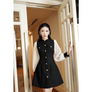 Váy dạ tweed phối tay tơ