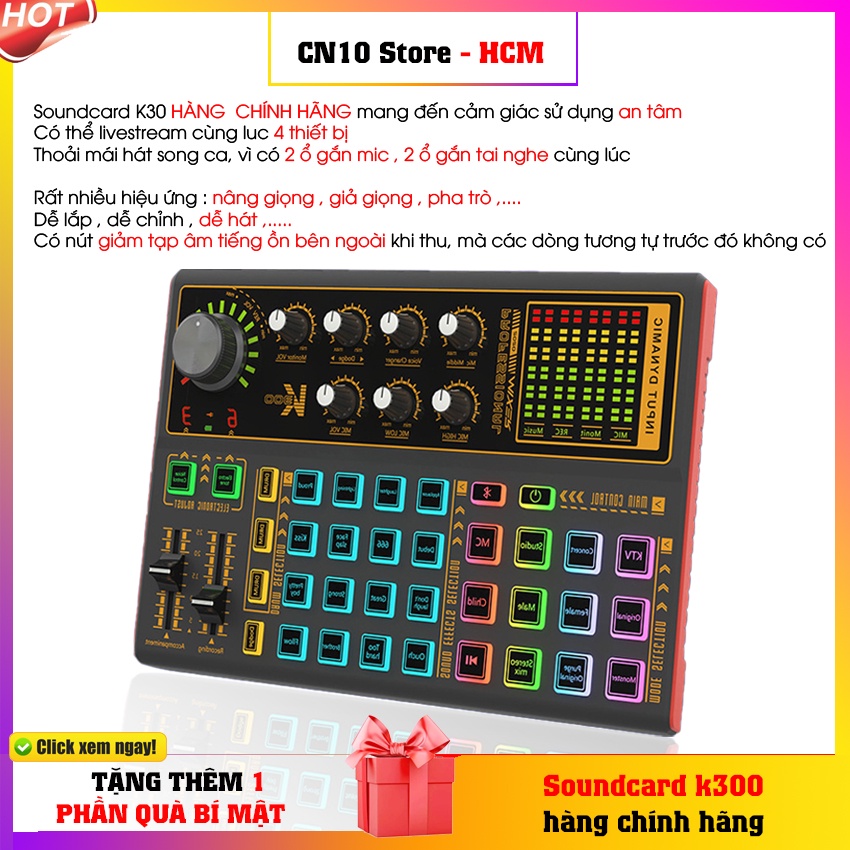 Bộ mic livestream AT100, Sound card K300 chính hãng phòng thu âm chuyên dùng