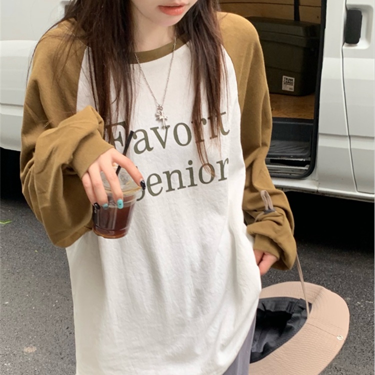 Áo SUXI tay dài dáng rộng phối màu tương phản trẻ trung hợp thời trang cho bạn gái