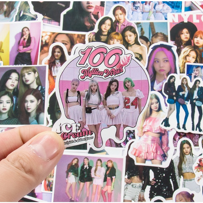 Combo Sticker BLACK PINK nhựa PVC không thấm nước, dán nón bảo hiểm, laptop, điện thoại, Vali, xe