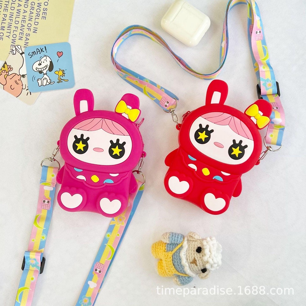 PVN55388 Túi Đeo Chéo Bằng Silicon Họa Tiết Hoạt Hình Phong Cách Phương Tây Cho Bé Gái