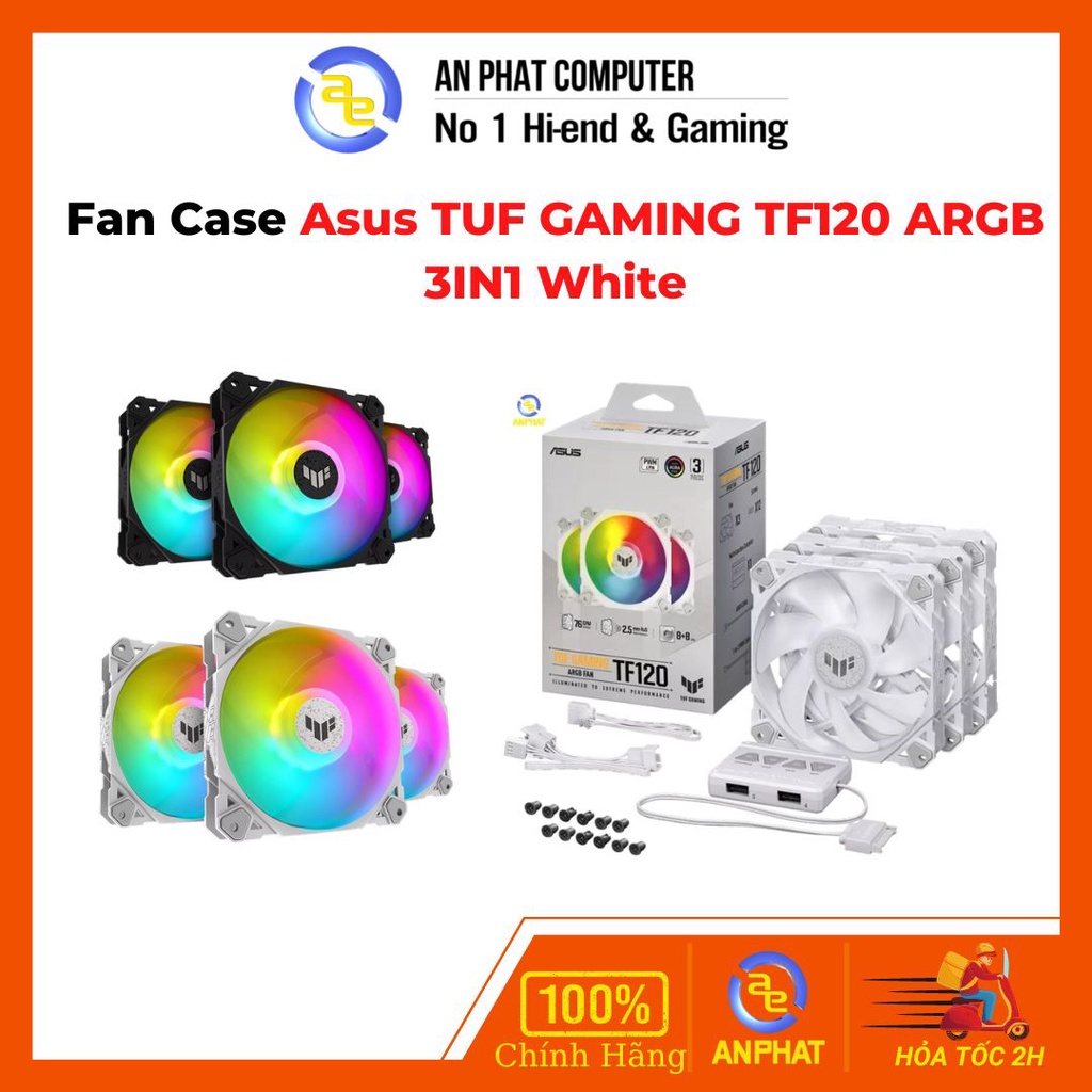 Fan Case Asus TUF GAMING TF120 ARGB 3IN1 White / Black  - Hàng Chính Hãng