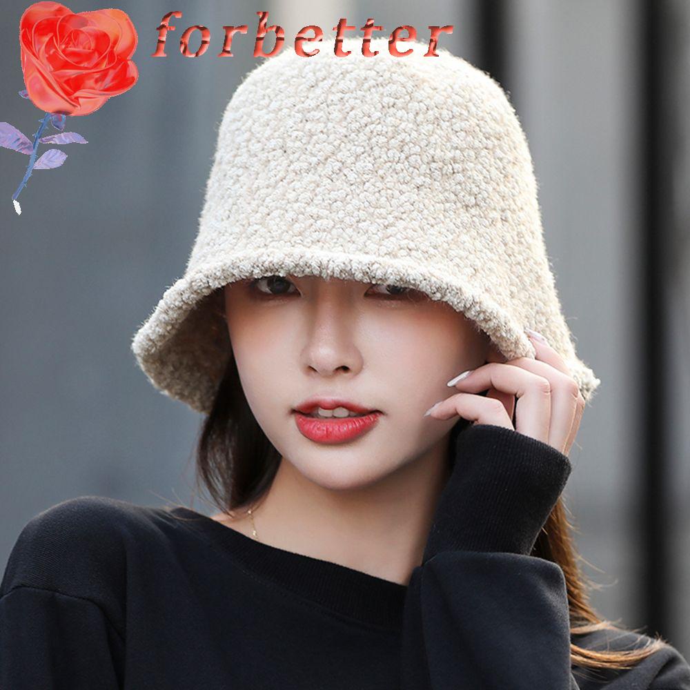Mũ bucket vải len lông cừu màu trơn đơn giản thời trang Hàn Quốc cho nữ