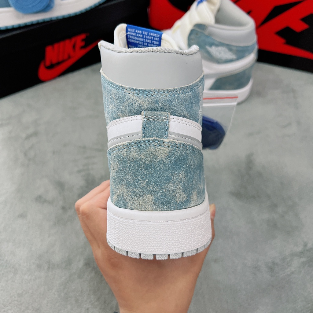 Giày thể thao Jordan 1 High Hyper Royal xanh nỉ, Giày sneaker JD1 xanh, Jodan Xanh loang nỉ cổ cao siêu hot 2022