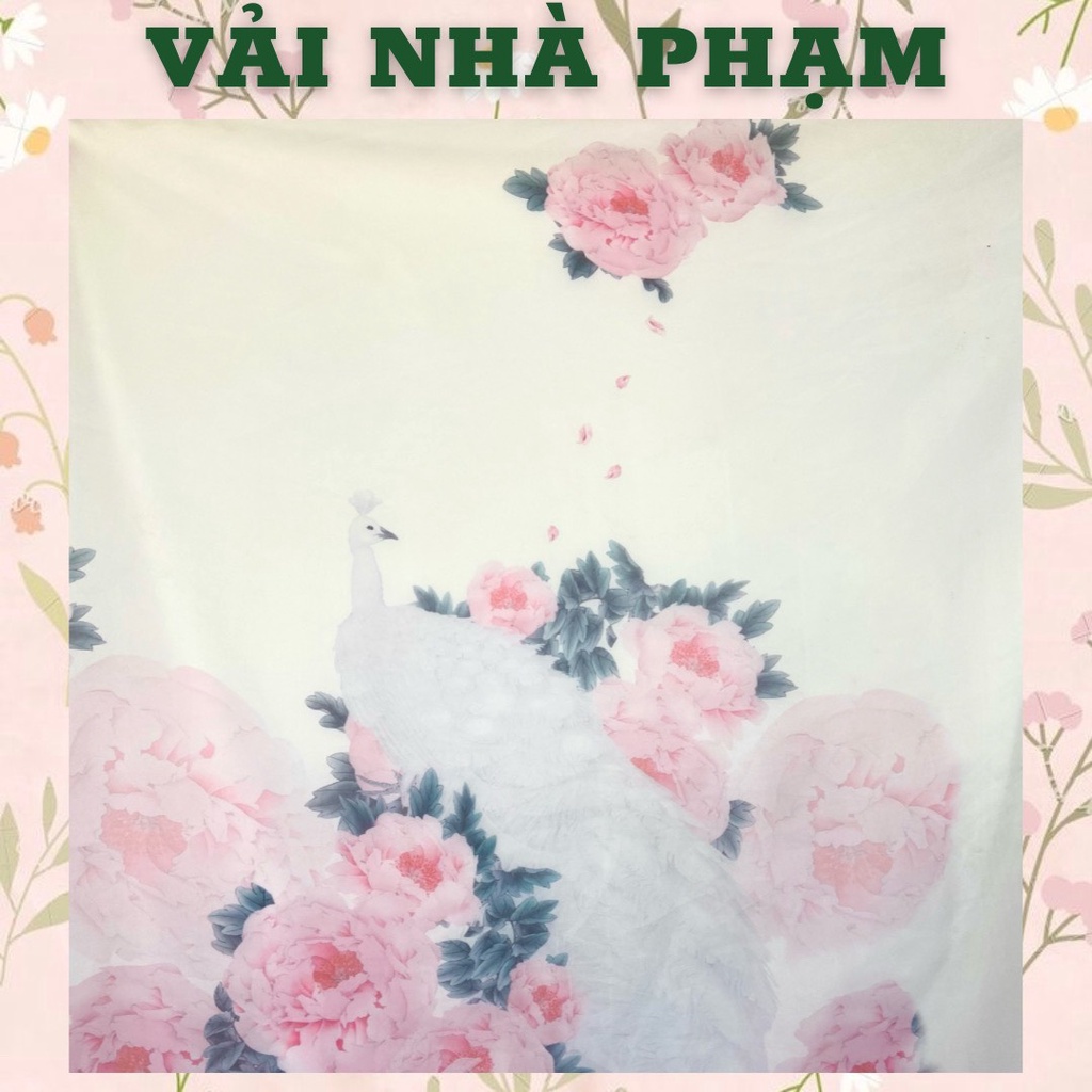 TƠ ORGANZA HOA CHÂN HOẠ TIẾT HOA MẪU ĐƠN NỀN TRẮNG - KHỔ 1.5M - VẢI NHÀ PHẠM