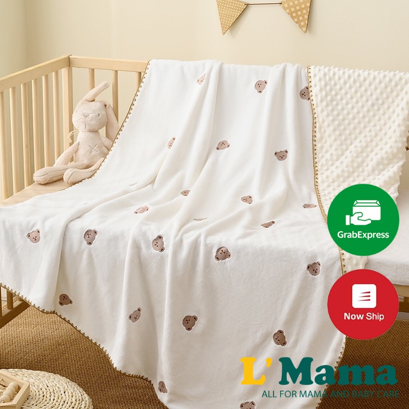 Chăn Nhung Hạt Đậu 1m*1m2 - Chăn Nhung Thêu Hình Siêu Xinh Siêu Mềm Mịn Cho Bé Phong Cách Hàn Quốc