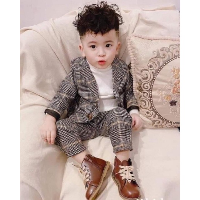 Bộ vest kẻ 3 chi tiết cho bé trai