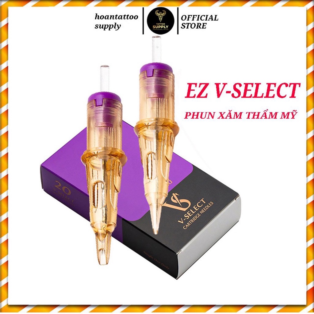 Kim phun xăm đầu đạn EZ V SELECT kim tím máy pen 1 hộp 20 chiếc