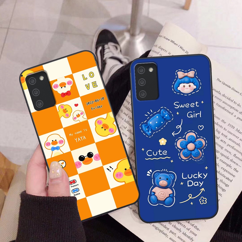 Ốp Samsung A02s / A03s in hình gấu vịt caro nhiều màu sắc ngộ nghĩnh dễ thương