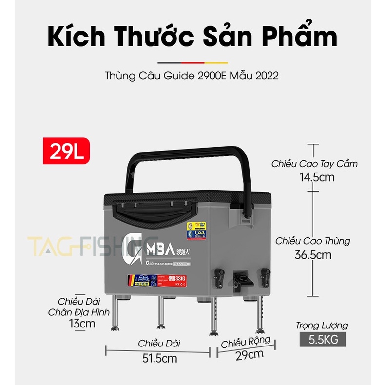 Thùng Câu GUIDE 2900E Carbon 2022