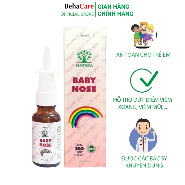 Xịt mũi trẻ em Matara Baby Nose dung tích 20ml an toàn cho bé, không gây xót, buốt hỗ trợ các vấn đề về mũi cho trẻ em