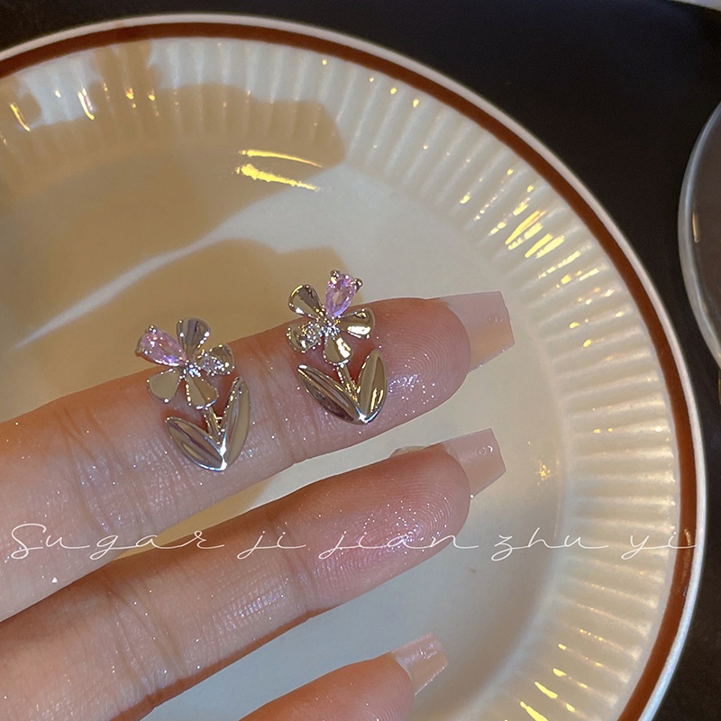 Bông Tai Hình Bướm Bằng Hợp Kim Đính Đá Zircon & Ngọc Trai Nhân Tạo Thời Trang Cho Nữ