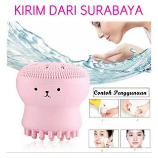 Image of Spon Silikon Sikat Pembersih Pori Wajah Brush Jellyfish Cuci Muka Gurita Foaming DS