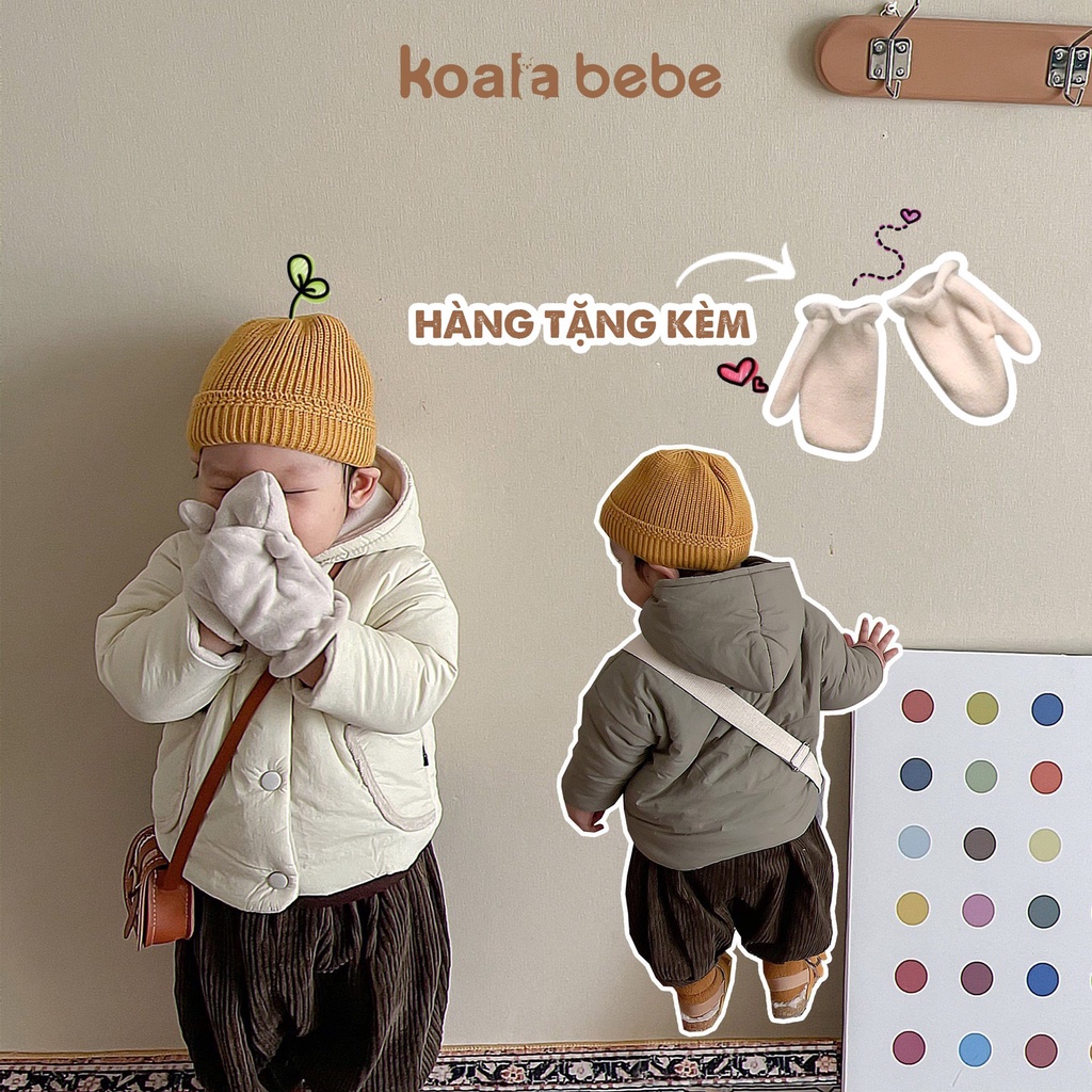 Áo Khoác Phao Lót Lông Cho Bé Koala Bebe Dày Dặn Tặng Kèm Bao Tay