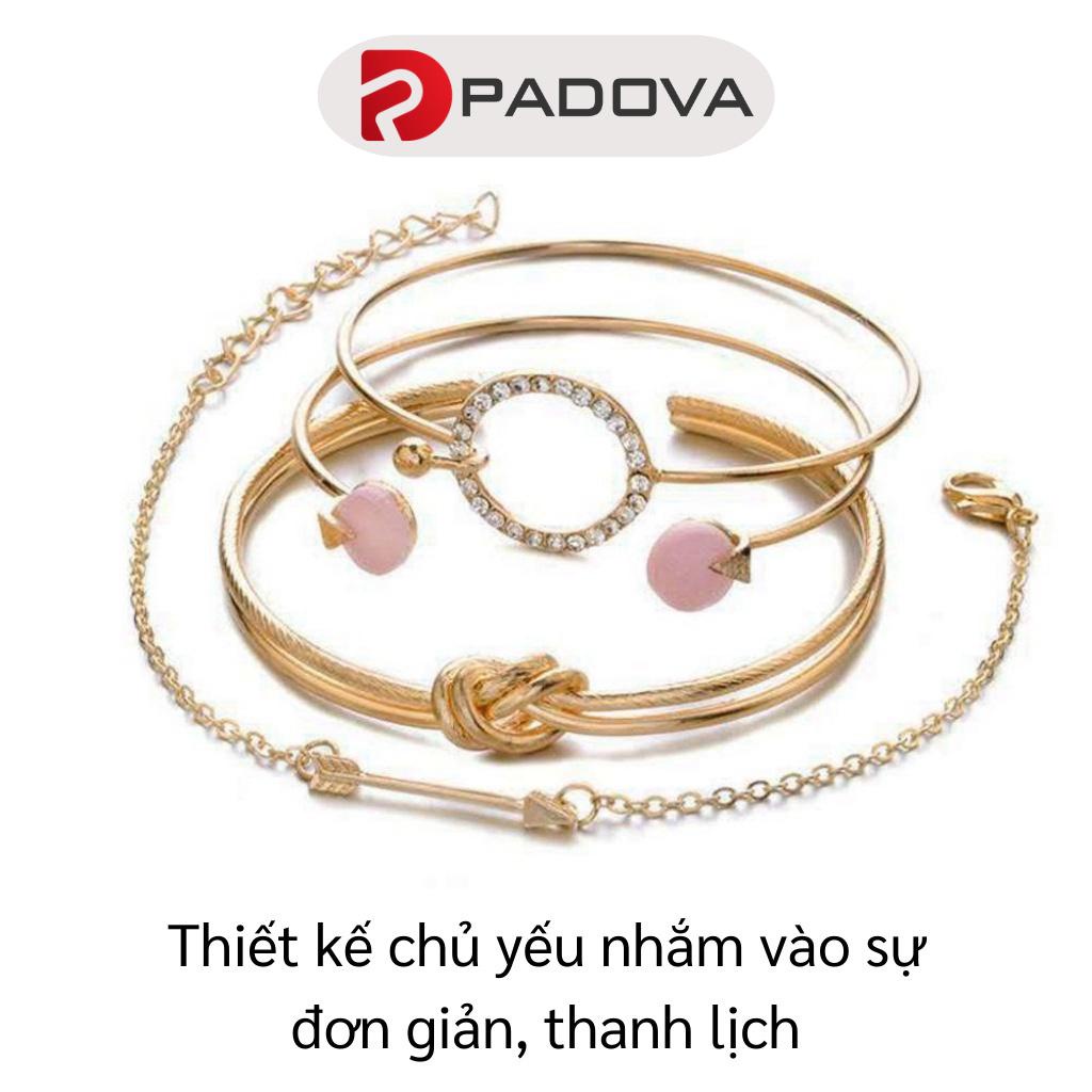 Set 4 Vòng Tay Mạ Vàng Nhiều Lớp Phong Cách Bohemian Thời Trang Nữ PADOVA 9150