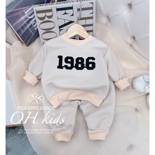 Set bộ nỉ thêu 1986 cao cấp cho bé BINO Kids, bộ thu đông chất liệu nỉ vân nổi