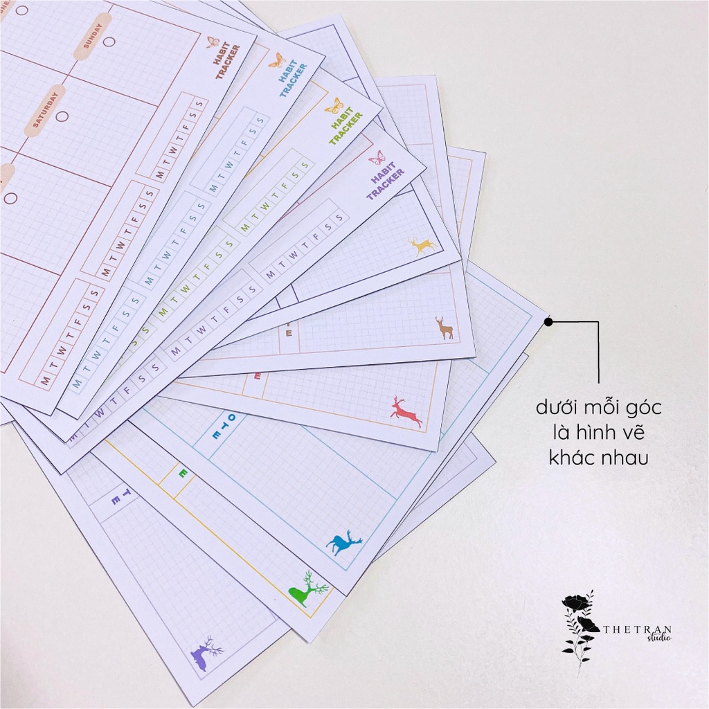 Bộ 8 tờ giấy ghi chú kế hoạch tuần tối giản A5 A6/ minimal weekly planner / thetranstudio