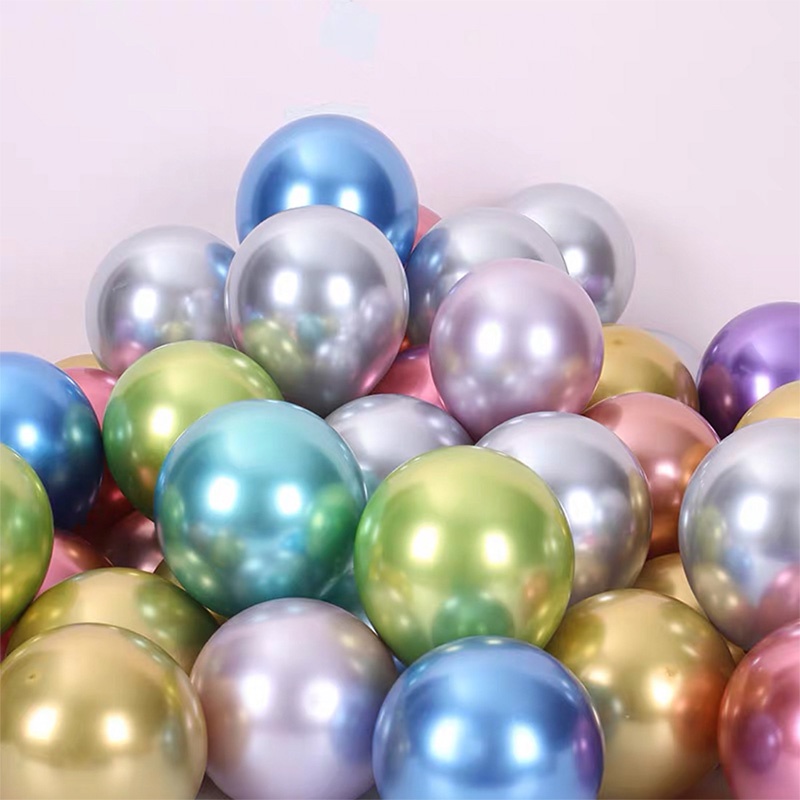 Bộ 5 Bong Bóng 12 Inch Bằng Kim Loại Nhiều Màu Sắc Dùng Trang Trí Tiệc