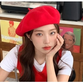 Mũ beret vải len màu trơn thời trang mùa đông dành cho nữ