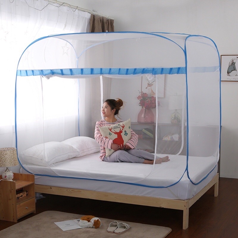 Màn Đỉnh Vuông- Mùng Chụp Tự Bung Gấp Gọn Không Viền Cao Cấp