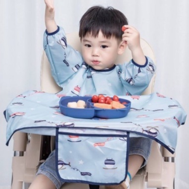 Babyfair. Áo ăn dặm dài tay chống thấm nước cỡ lớn tùy chọn màu sắc cho bé 75*54cm