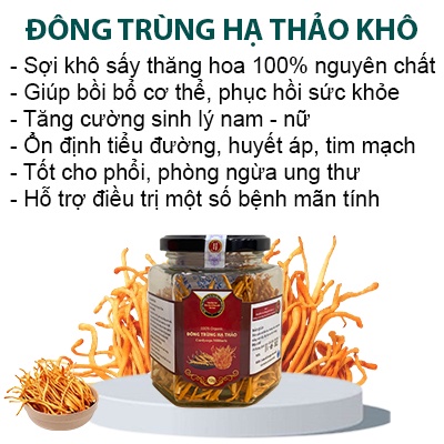 Combo 2 Đông Trùng Hạ Thảo Khô Viện Hàn Lâm - Hàng Chính Hãng