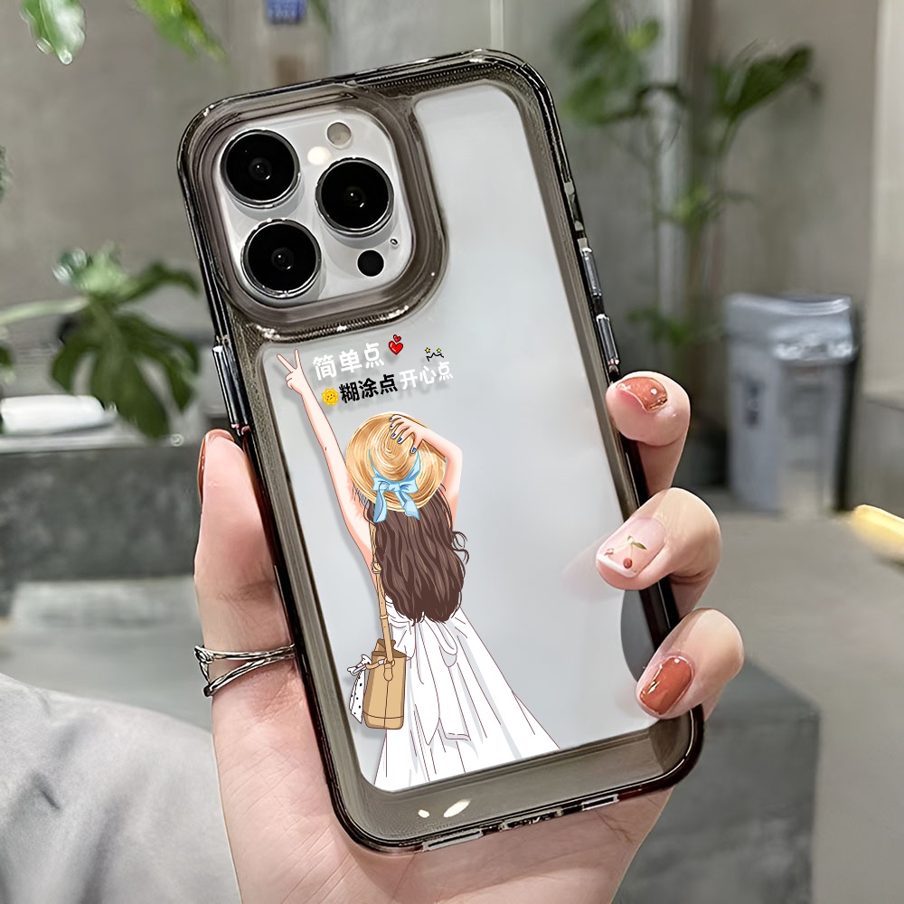Ốp Điện Thoại Trong Suốt Hình Cô Gái Không Gian Cho iphone 14 Pro Max 13 11 12 7Plus X XR XS Max 8 7
