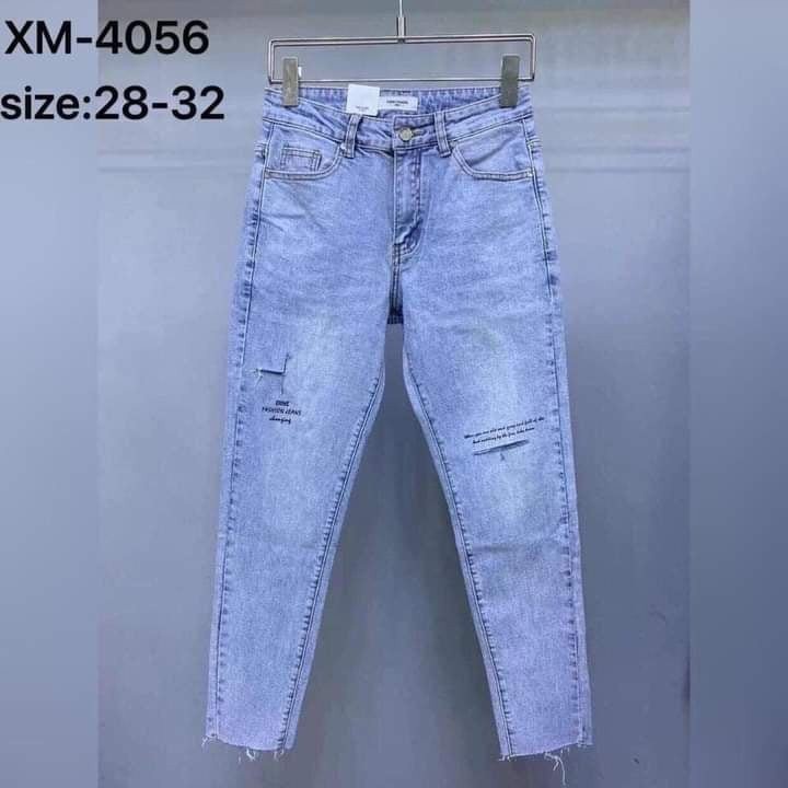quần bò jean nam dài xanh rách gối in chữ đẹp mẫu mới 2022,form skin chất co giãn bền màu giá tốt KAYSTORE | BigBuy360 - bigbuy360.vn