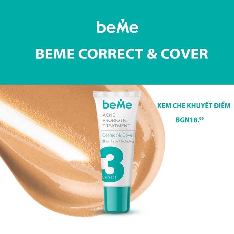 Kem chấm mụn, che khuyết điểm Beme Correct & Cover 15ml dành cho da dầu mụn