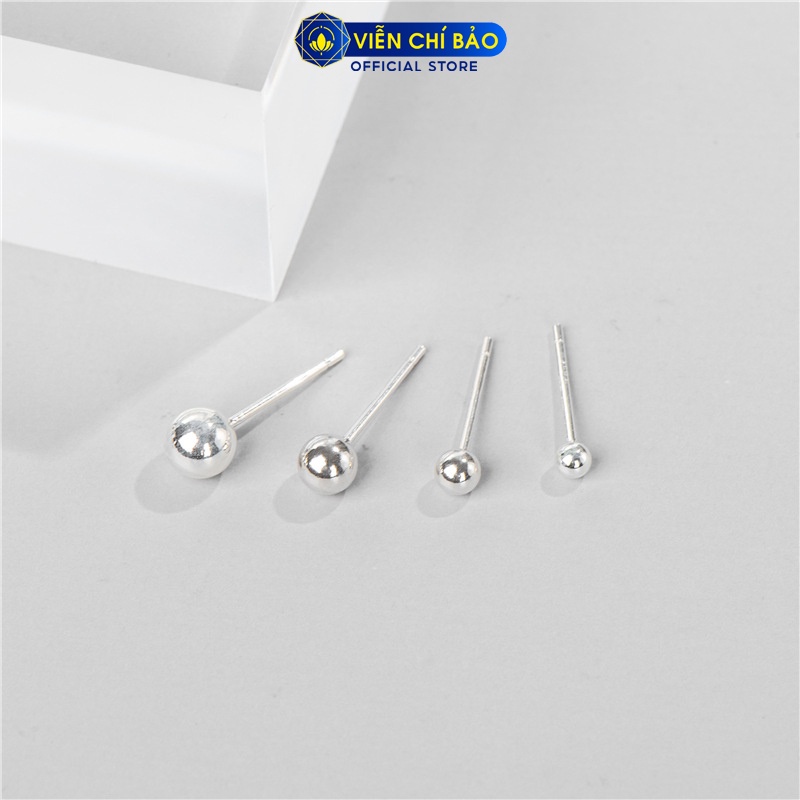 Bông tai bạc nữ bi tròn nhiều kích cỡ chất liệu bạc 925 thời trang phụ kiện trang sức nữ Viễn Chí Bảo B000061-21b
