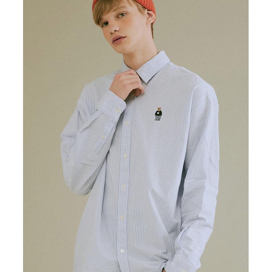 Áo sơmi dài tay sọc xanh WHO.A.U unisex  - P:B