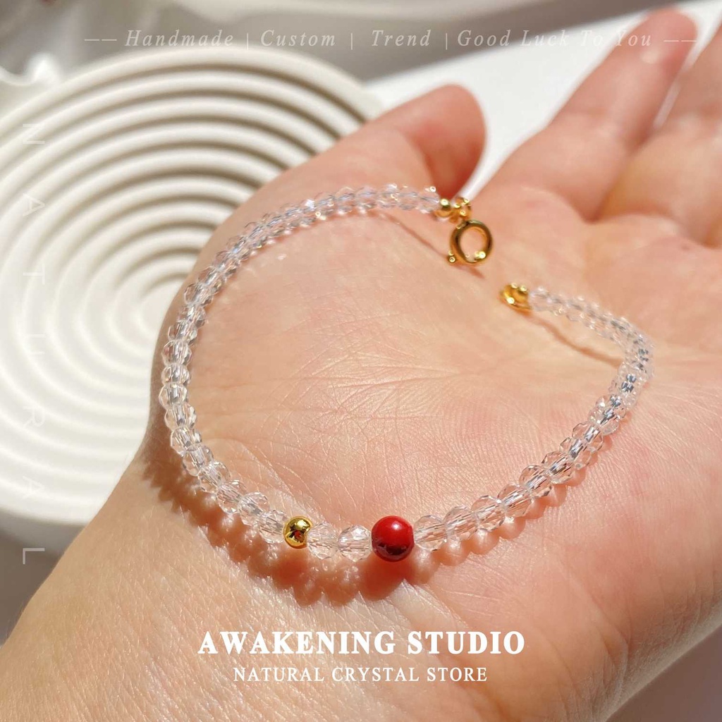 Vòng Tay Hạt Pha Lê Trắng May Mắn Thanh Lịch Thời Trang Cho Nữ