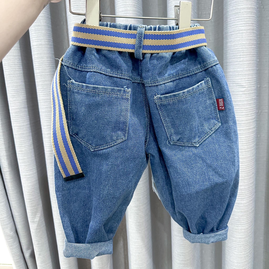 Quần jeans, quần bò dài thiết kế vá ống sành điệu cho bé 10-25kg