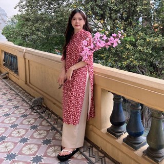 Set áo dài kèm quần linen suông minihouse68