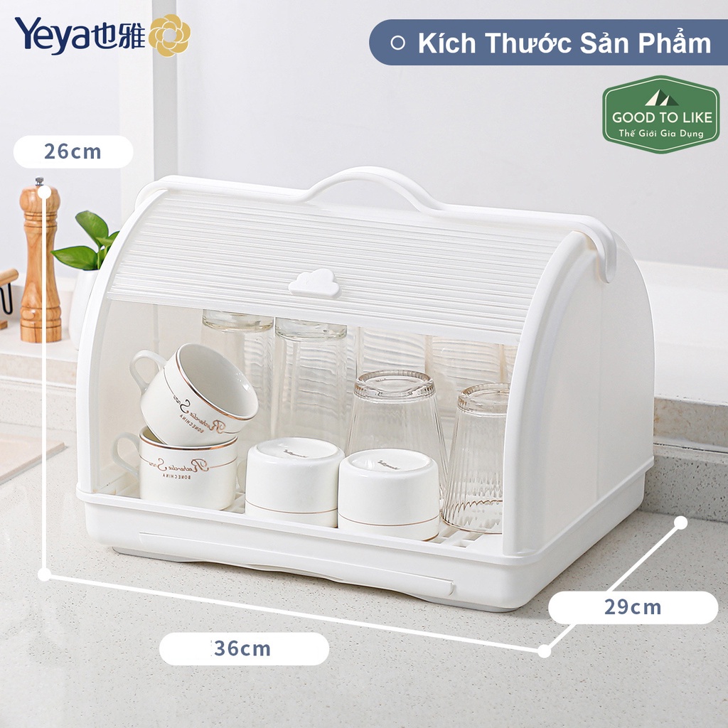 Khay Giá Úp Bình Sữa Có Nắp Đậy Yeya Cao Cấp,Có Khay Thoát Nước Hình Chữ Nhật.Giá úp Bình Sữa và Núm Ti tiện lợi cho Mẹ