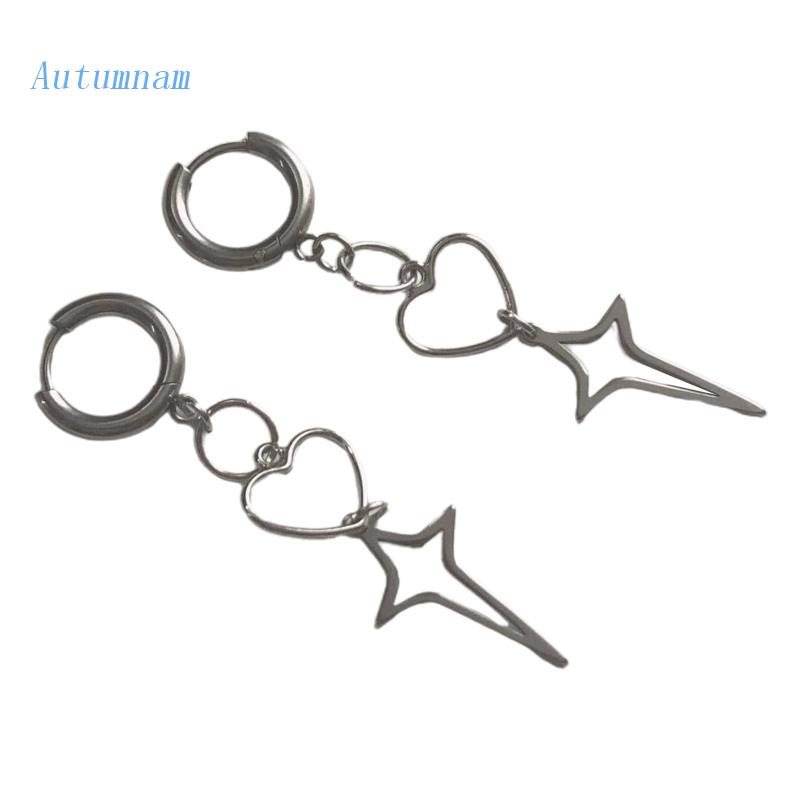 Bông Tai Hình Ngôi Sao / Trái Tim Thiết Kế Đục Lỗ Tinh Tế Thời Trang Cho Nữ