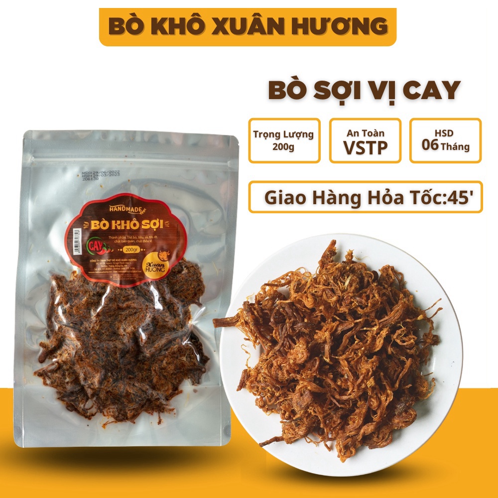 Bò Khô Sợi XUÂN HƯƠNG vị cay đặc biệt thơm ngon 200g