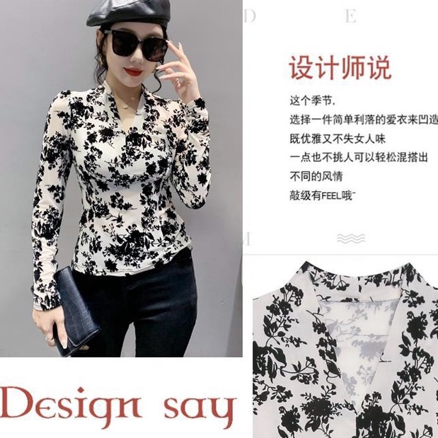 Áo Thun Tay Dài In Họa Tiết Phong Cách Retro Kiểu Mới Cho Nữ