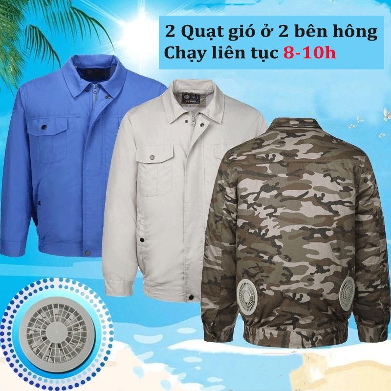 Áo Điều Hòa Số 1 Việt Nam 2 lớp, Quạt 12V Chống Nước Siêu Mạnh- BH 12 THÁNG
