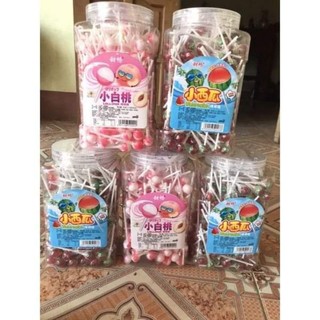  sỉ 1 hộp 200cây kẹo mút mini Mix các vị trái cây cho bé 