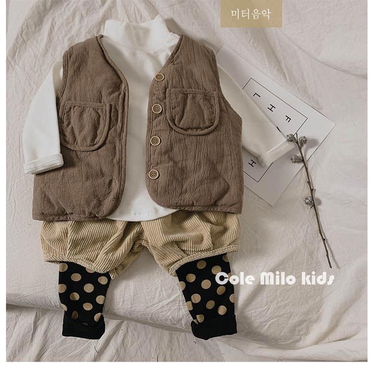 Áo Khoác Cotton Lanh Không Tay Phong Cách Hàn Quốc Thời Trang Thu Đông 2021 Cho Bé Trai Và Bé Gái