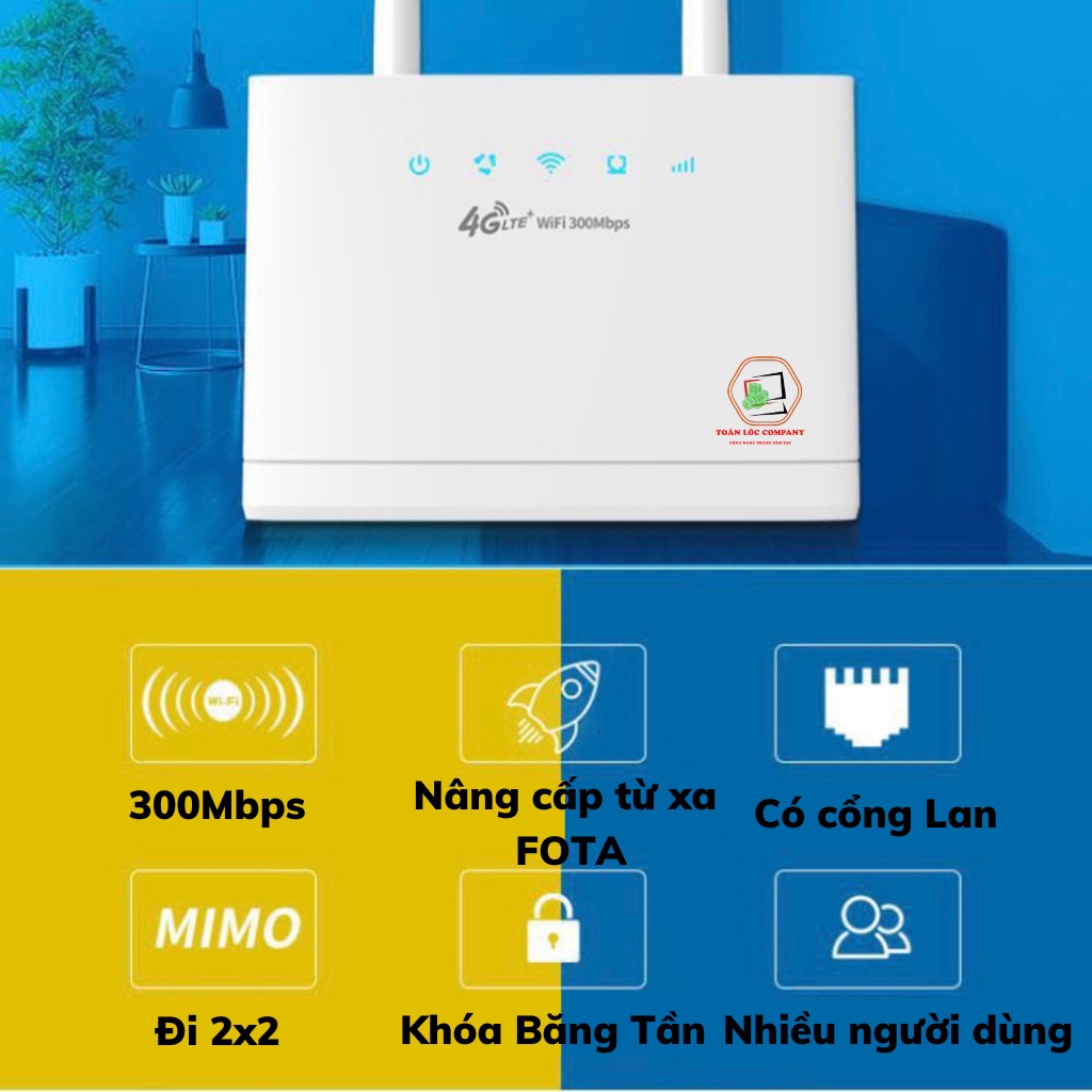 Cục phát wifi từ sim 4G LTE không dây di động có cổng lan 300Mbps lắp được nhiều loại sim bảo hành 12 tháng | BigBuy360 - bigbuy360.vn