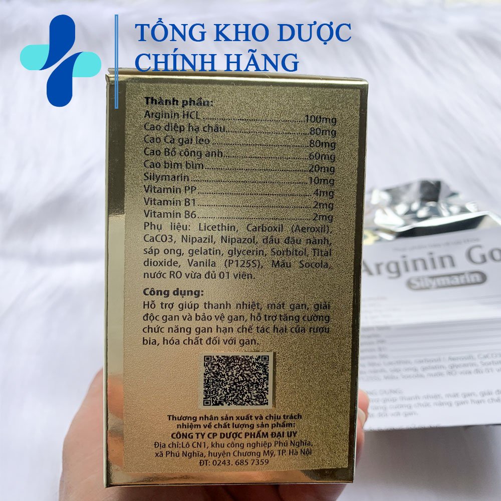 Bổ gan ARGININ GOLD SILYMARIN  - Hỗ trợ giúp thanh nhiệt, tăng cường chức năng gan - giải độc cơ thể.