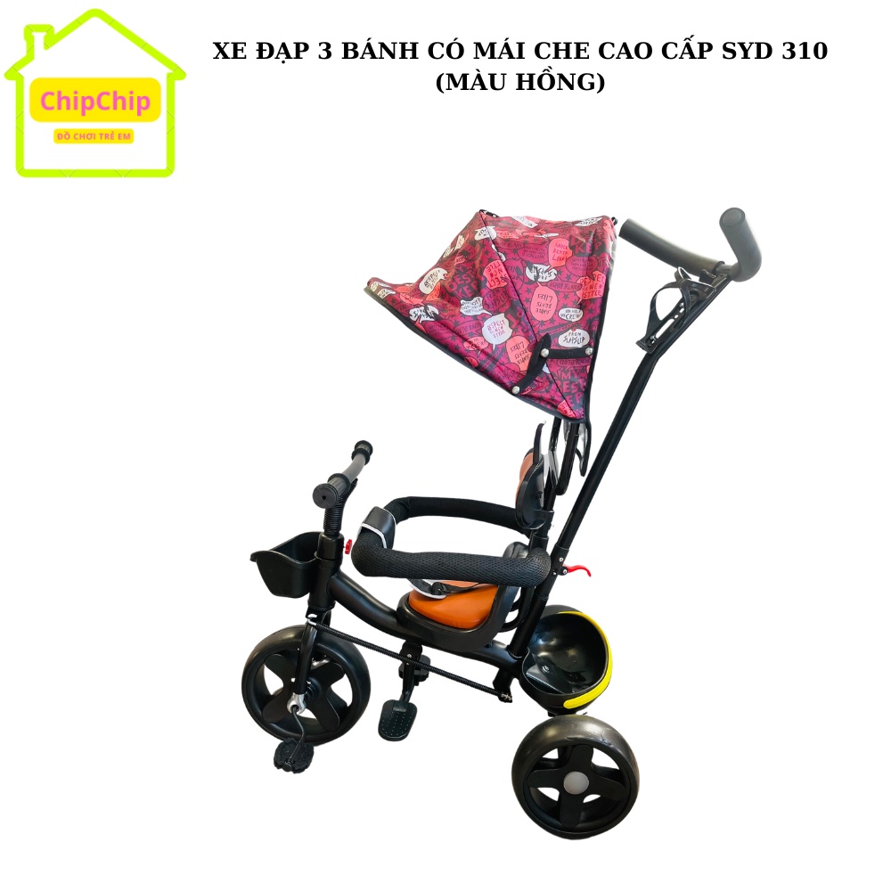 Xe đẩy 3 bánh cho bé có mái che, có cần đẩy chắc khoẻ phù hợp cho bé từ 1-5 tuổi, mã SYD 310