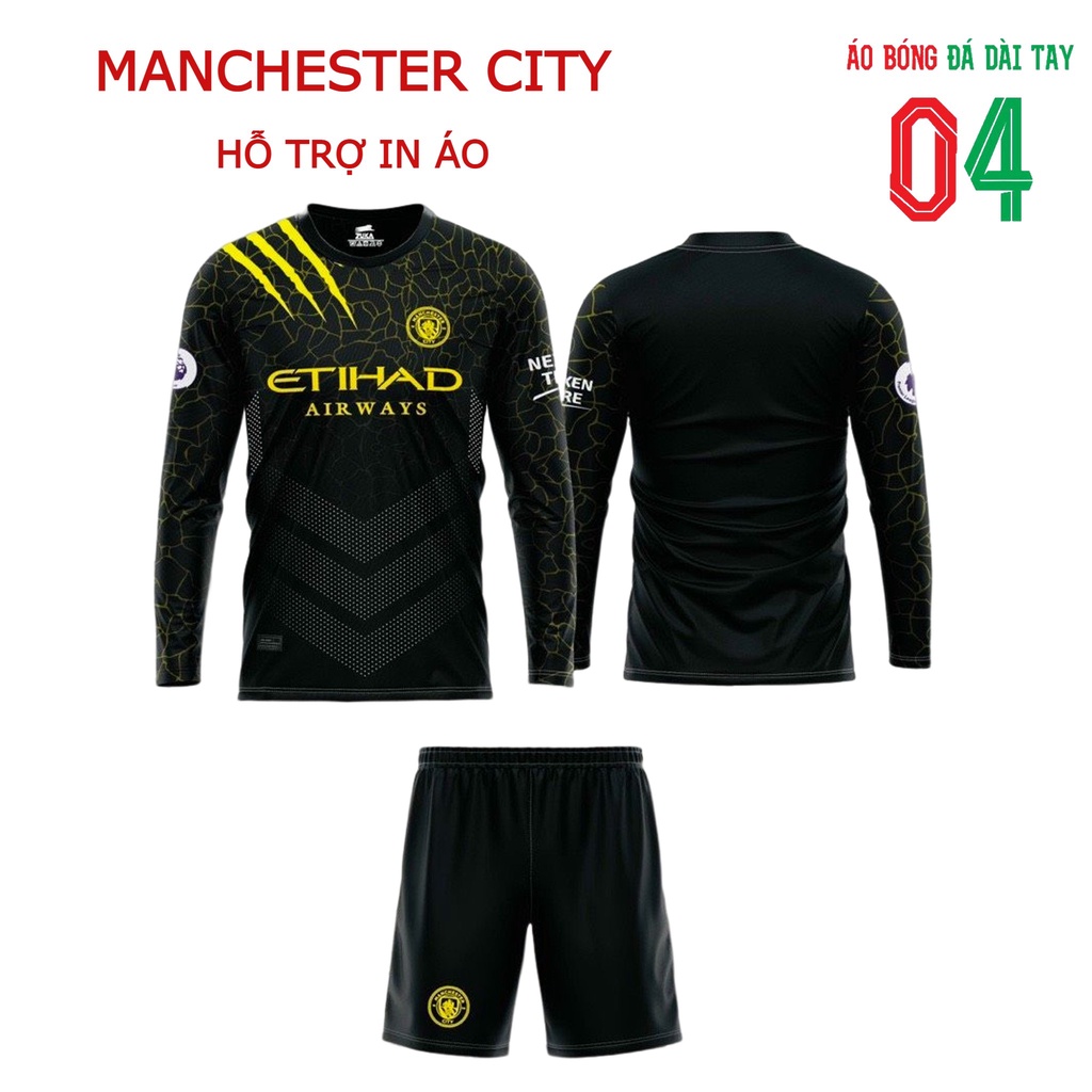 Bộ quần áo bóng đá Dài tay Thun thái CLB Man.city Nhiều Màu