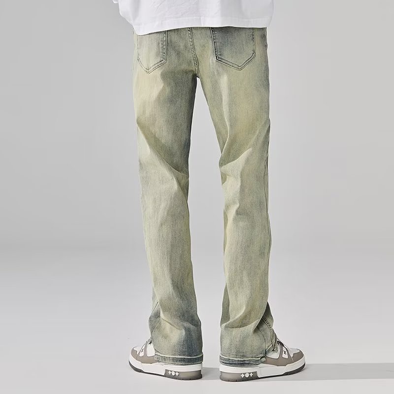 Quần Jean Nhuộm Màu Vàng Bùn Cao Cấp Phong Cách Đường Phố Mỹ Cho Nam Và Nữ