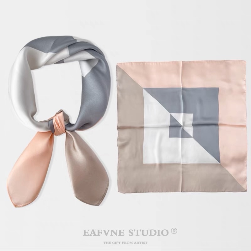 Khăn turban lụa vuông choàng cổ size 70x70cm thanh lịch phong cách nữ tính đa năng dùng làm áo yếm màu đơn giản