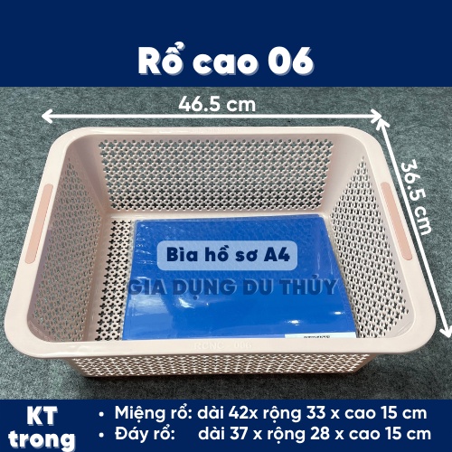 Rổ nhựa chữ nhật lớn màu pastel xanh, hồng, be nhạt - rổ chữ nhật cao Châu Hưng của tổng kho gia dụng Du Thủy