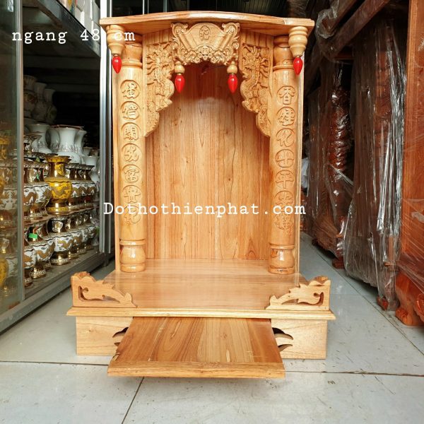 Bàn thờ thần tài ông địa 48x68 gỗ xoan chân quỳ